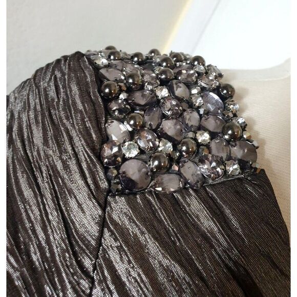 KM Collections Milla Bell Dress 10 Metallic  Cocktail Beaded Detail Event Y2K - Picture 5 of 6